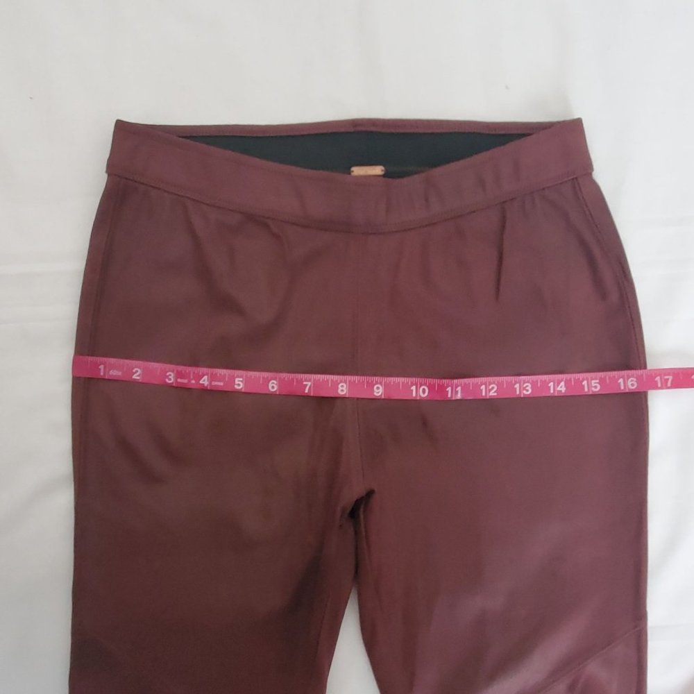 Free People Faux Suede Leather Pull-On Skinny Pants, Burgundy Women's Size 26 - Picture 13 of 15